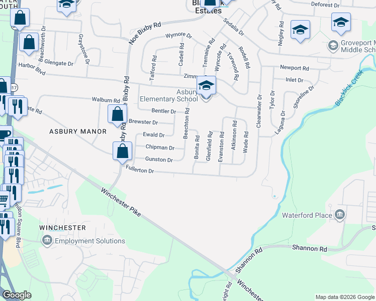 map of restaurants, bars, coffee shops, grocery stores, and more near 5133 Chipman Drive in Columbus