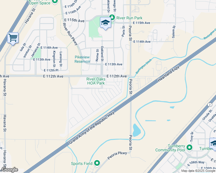 map of restaurants, bars, coffee shops, grocery stores, and more near 11843 East 111th Avenue in Henderson