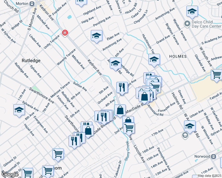 map of restaurants, bars, coffee shops, grocery stores, and more near 475 Kedron Avenue in Folsom