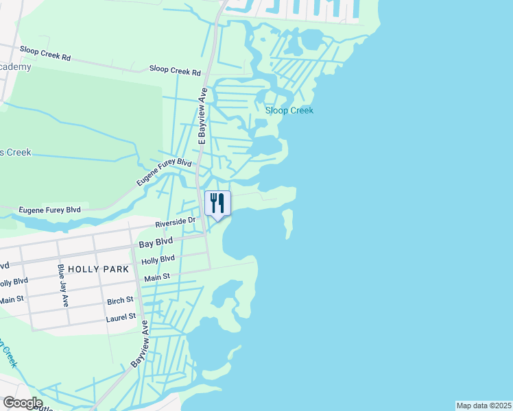 map of restaurants, bars, coffee shops, grocery stores, and more near 1095 Island Drive in Ocean County