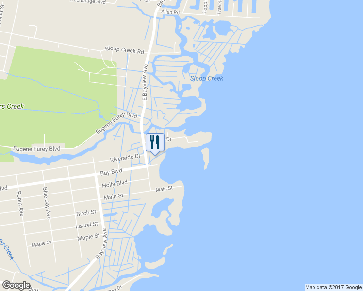 map of restaurants, bars, coffee shops, grocery stores, and more near 1095 Island Drive in Ocean County