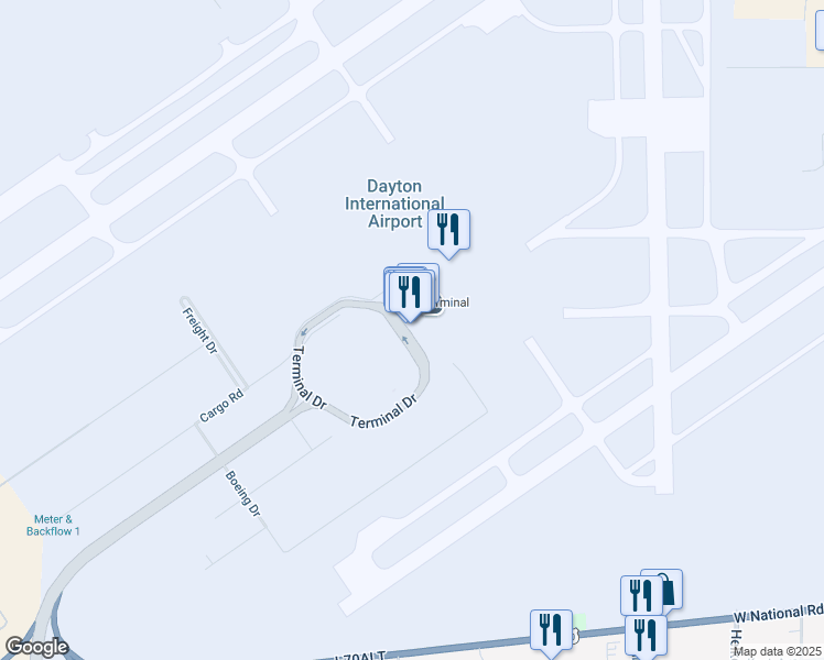 map of restaurants, bars, coffee shops, grocery stores, and more near 3600 Terminal Drive in Vandalia