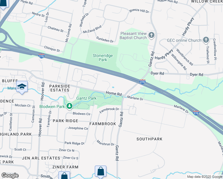map of restaurants, bars, coffee shops, grocery stores, and more near 3161 Foxbridge Drive in Grove City