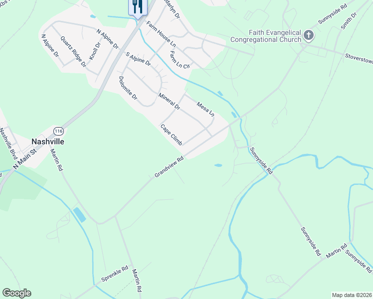 map of restaurants, bars, coffee shops, grocery stores, and more near 1258 Knob Run in York