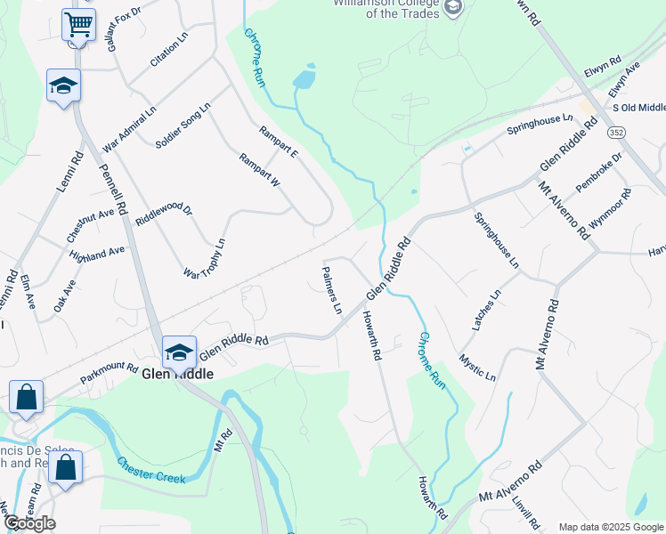 map of restaurants, bars, coffee shops, grocery stores, and more near 14 Brandywine Drive in Media