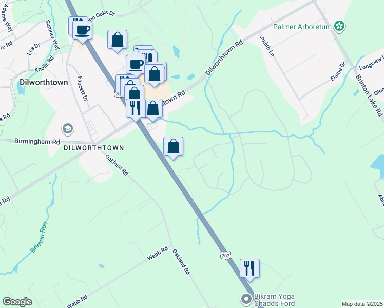 map of restaurants, bars, coffee shops, grocery stores, and more near 72 Old Barn Drive in West Chester