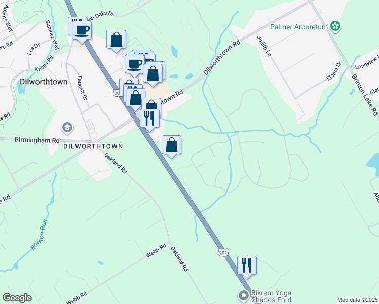 map of restaurants, bars, coffee shops, grocery stores, and more near 72 Old Barn Drive in West Chester