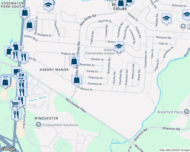 map of restaurants, bars, coffee shops, grocery stores, and more near 5071 Chipman Drive in Columbus