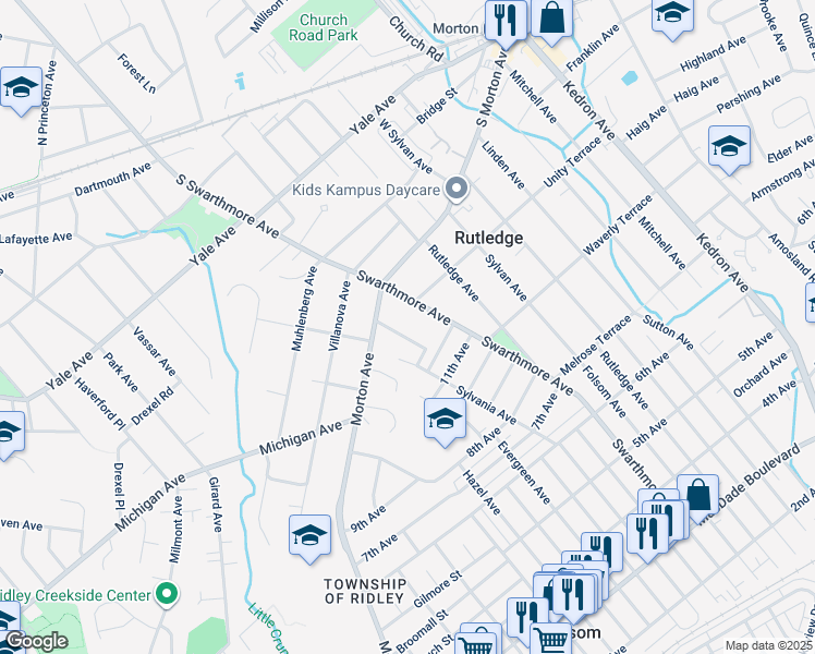 map of restaurants, bars, coffee shops, grocery stores, and more near 1226 Redwood Avenue in Folsom