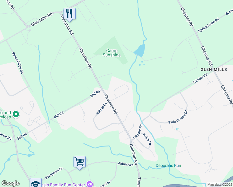map of restaurants, bars, coffee shops, grocery stores, and more near 85 Colonial Circle in Delaware County