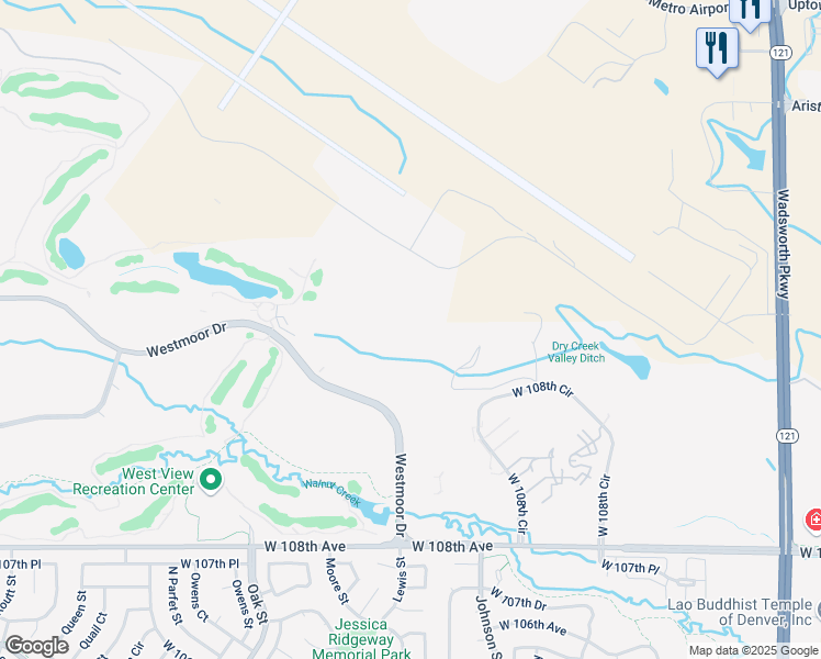 map of restaurants, bars, coffee shops, grocery stores, and more near 10225 Westmoor Drive in Westminster