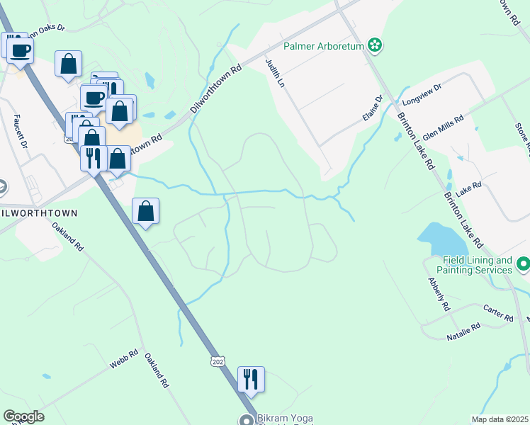 map of restaurants, bars, coffee shops, grocery stores, and more near 10 West Branch Lane in West Chester