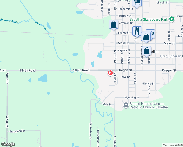 map of restaurants, bars, coffee shops, grocery stores, and more near 805 Ohio Street in Sabetha
