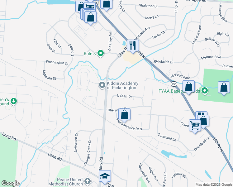 map of restaurants, bars, coffee shops, grocery stores, and more near 780 Diley Road in Pickerington