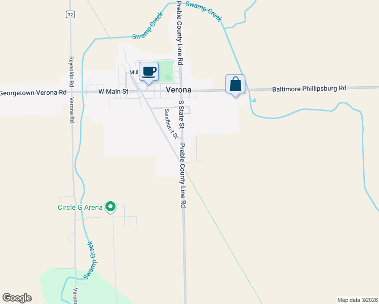 map of restaurants, bars, coffee shops, grocery stores, and more near 10758 Preble County Line Road in Brookville