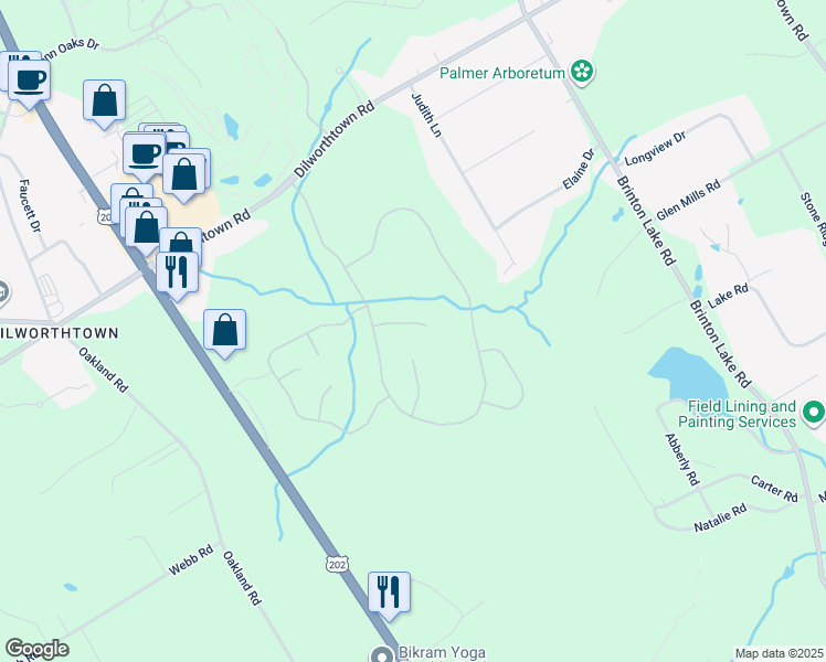 map of restaurants, bars, coffee shops, grocery stores, and more near 10 West Branch Lane in West Chester