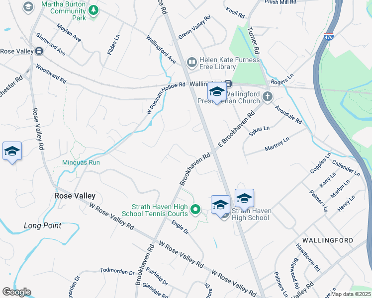 map of restaurants, bars, coffee shops, grocery stores, and more near 6 Byre Lane in Delaware County