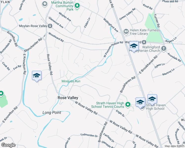 map of restaurants, bars, coffee shops, grocery stores, and more near 122-126 West Possum Hollow Road in Rose Valley