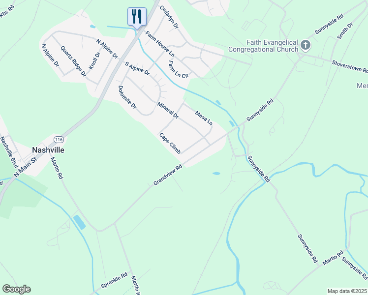 map of restaurants, bars, coffee shops, grocery stores, and more near 1247 Knob Run in York