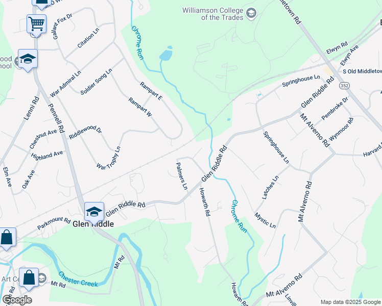 map of restaurants, bars, coffee shops, grocery stores, and more near 1 Lafayette Circle in Media