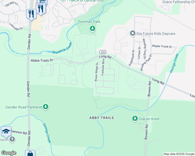 map of restaurants, bars, coffee shops, grocery stores, and more near 3998 Boyer Ridge Drive in Canal Winchester