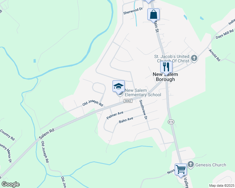 map of restaurants, bars, coffee shops, grocery stores, and more near 3745 Salem Road in York