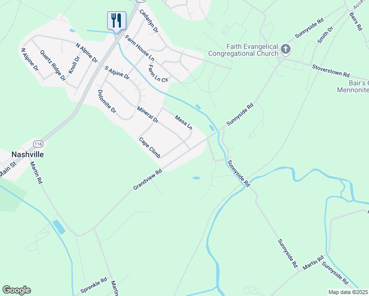 map of restaurants, bars, coffee shops, grocery stores, and more near 1204 Knob Run in York