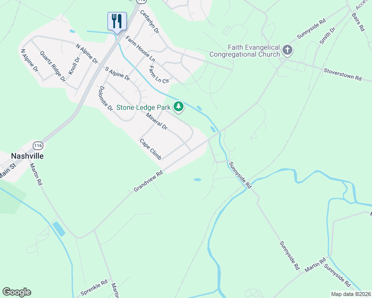 map of restaurants, bars, coffee shops, grocery stores, and more near 1203 Knob Run in York