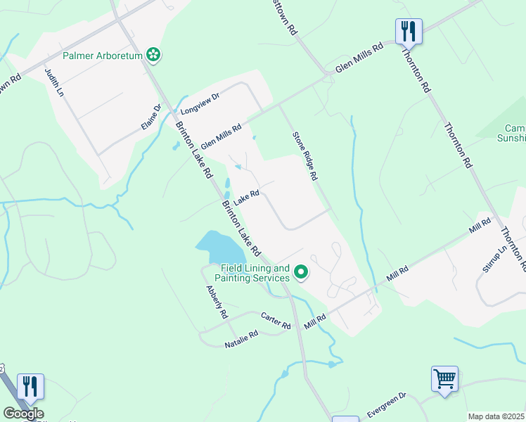 map of restaurants, bars, coffee shops, grocery stores, and more near 30 Woodridge Road in Thornton