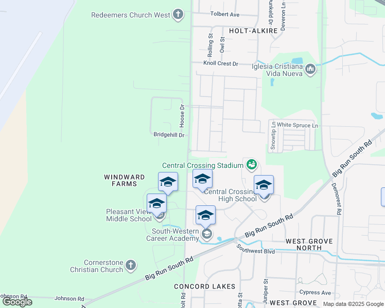map of restaurants, bars, coffee shops, grocery stores, and more near 4545 Stranton Park Drive in Grove City