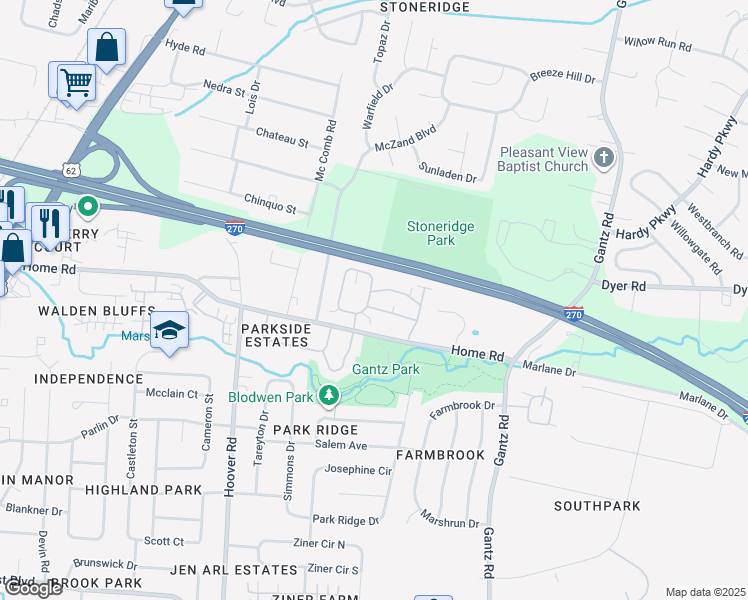 map of restaurants, bars, coffee shops, grocery stores, and more near 2292 Cove Landing in Grove City