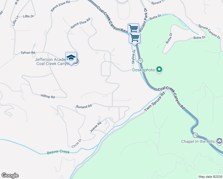 map of restaurants, bars, coffee shops, grocery stores, and more near 11249 Ranch Elsie Road in Golden
