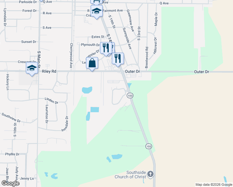 map of restaurants, bars, coffee shops, grocery stores, and more near 3302 Stonegate Drive in New Castle