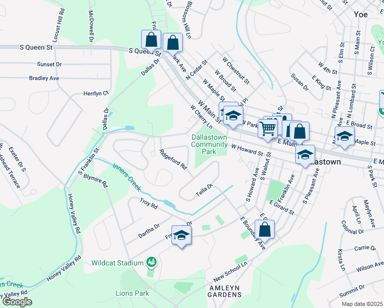 map of restaurants, bars, coffee shops, grocery stores, and more near 229 Leaderton Drive in Dallastown