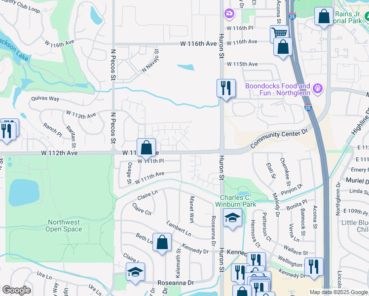 map of restaurants, bars, coffee shops, grocery stores, and more near 1017 West 112th Avenue in Westminster