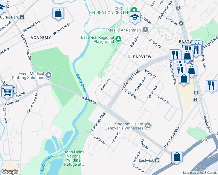 map of restaurants, bars, coffee shops, grocery stores, and more near 8219 Chelwynde Avenue in Philadelphia