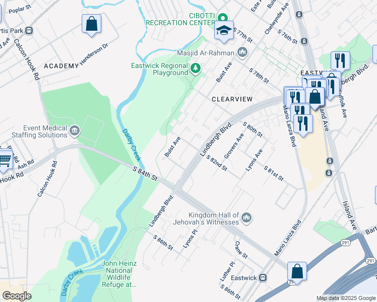 map of restaurants, bars, coffee shops, grocery stores, and more near 8208 Chelwynde Avenue in Philadelphia