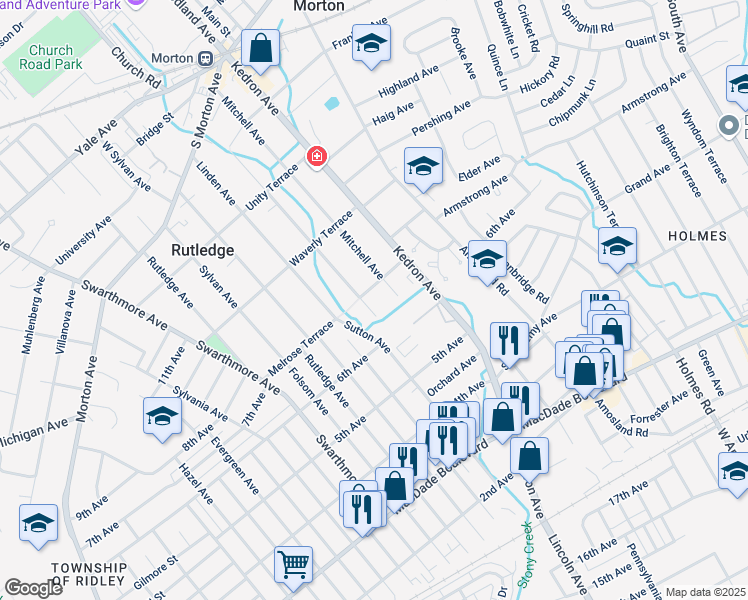 map of restaurants, bars, coffee shops, grocery stores, and more near 636 Agnes Avenue in Morton