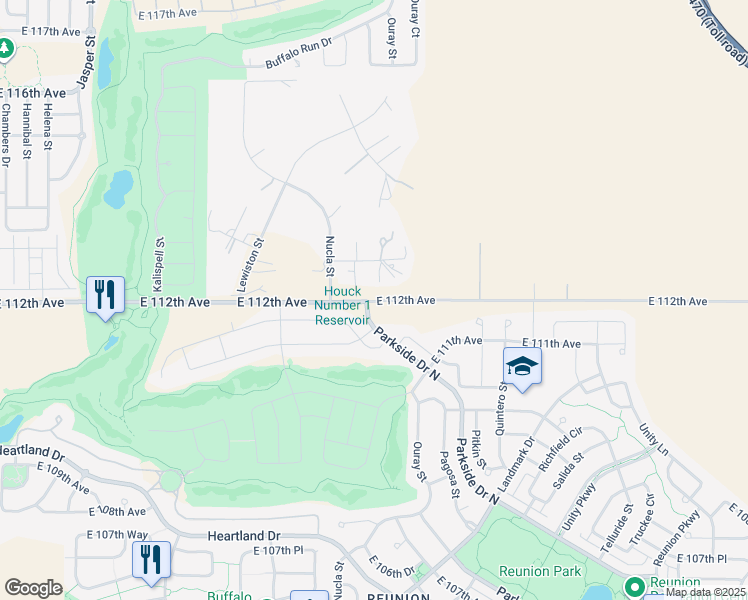 map of restaurants, bars, coffee shops, grocery stores, and more near 16836 East 112th Avenue in Commerce City