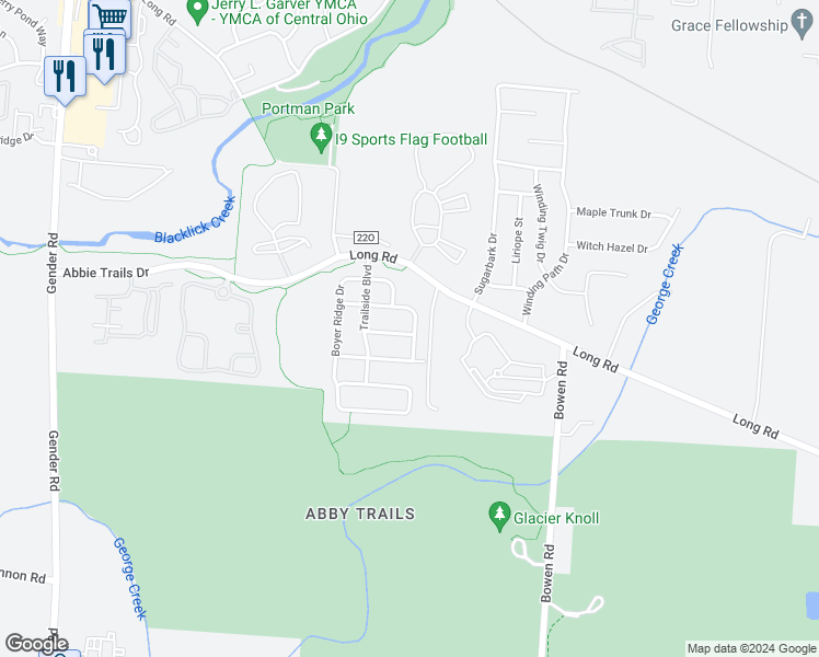 map of restaurants, bars, coffee shops, grocery stores, and more near 6906 Manor Crest Lane in Canal Winchester