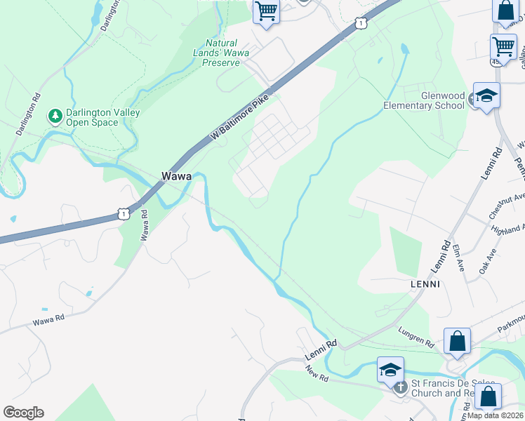map of restaurants, bars, coffee shops, grocery stores, and more near 754 Switchman Road in Media