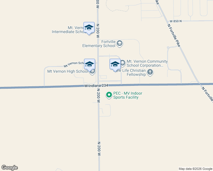 map of restaurants, bars, coffee shops, grocery stores, and more near 1862 Highway 234 in Fortville