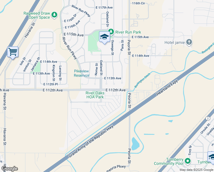 map of restaurants, bars, coffee shops, grocery stores, and more near 11254 Oakland Drive in Henderson