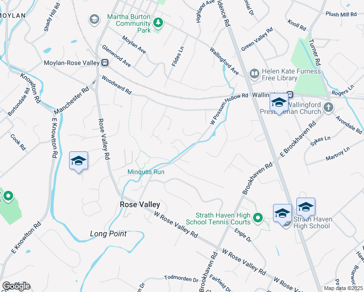 map of restaurants, bars, coffee shops, grocery stores, and more near 117 West Possum Hollow Road in Rose Valley