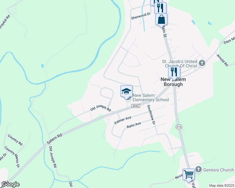 map of restaurants, bars, coffee shops, grocery stores, and more near 1633 Hampden Drive in York