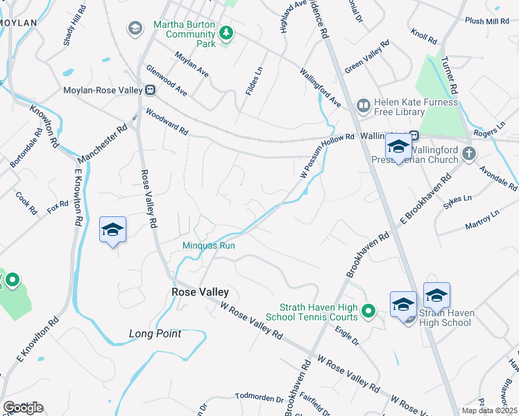 map of restaurants, bars, coffee shops, grocery stores, and more near 122-126 West Possum Hollow Road in Rose Valley