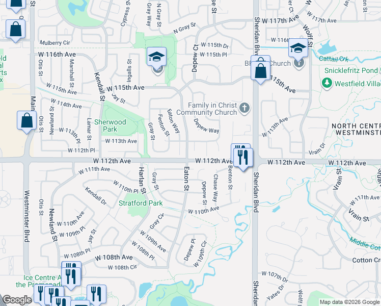 map of restaurants, bars, coffee shops, grocery stores, and more near in Westminster