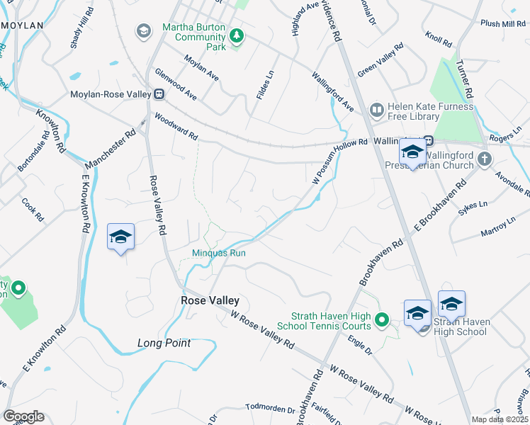 map of restaurants, bars, coffee shops, grocery stores, and more near 117 West Possum Hollow Road in Rose Valley