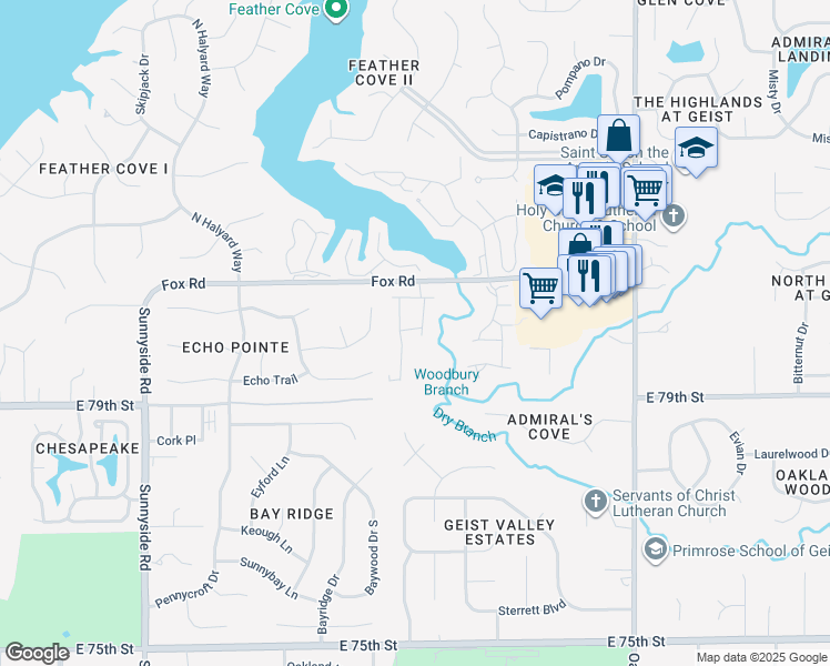 map of restaurants, bars, coffee shops, grocery stores, and more near 11345 Arborview Drive in Indianapolis
