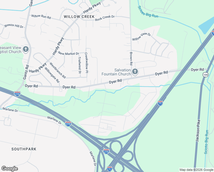 map of restaurants, bars, coffee shops, grocery stores, and more near 1735 Dyer Road in Grove City